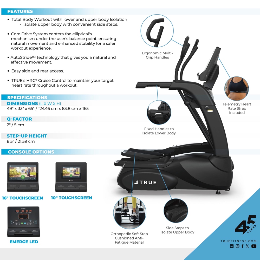 TRUE Performance Elliptical Trainer - Key Features - Console
