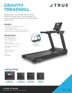 TRUE Gravity Treadmill - Commercial Treadmill Specs